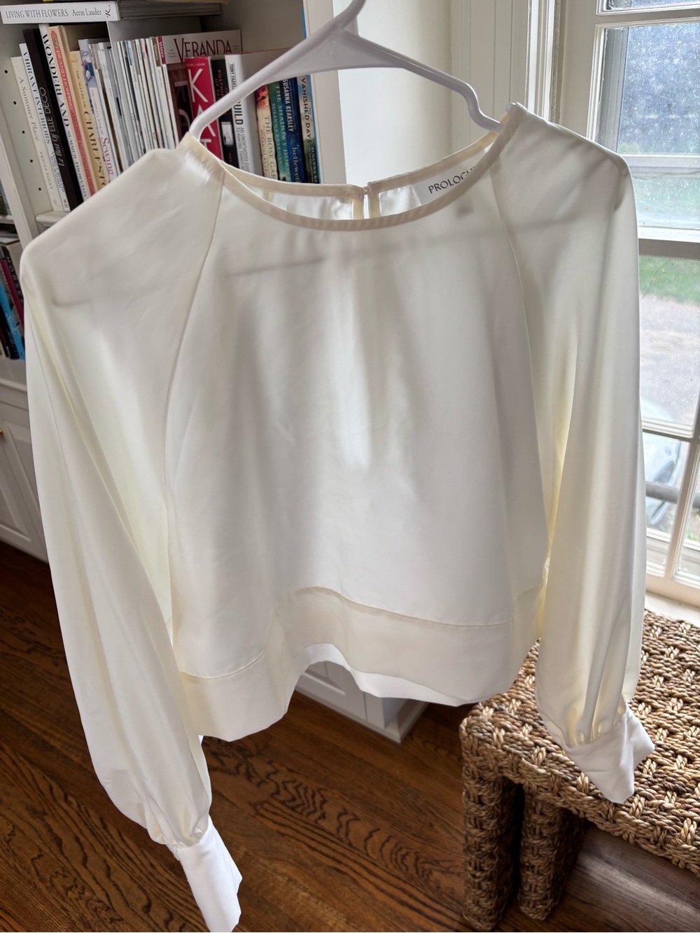 Prologue Ivory Long-Sleeve Blouse with Crewneck